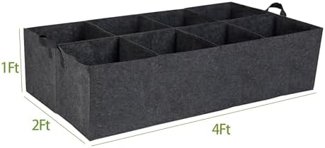 8 Grids Fabric Raised Garden Beds, 4x2x1ft Thickened 400G Square Fabric Grow Bags with Handles,Indoor Outdoor Fabric Plant Pots Planter for Vegetables, Herbs, Flowers