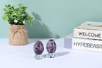 Jovivi Natural Amethyst Egg Sphere Sculpture Reiki Healing Crystal Gemstone Ball Divination Figurine with Acrylic Stand for Home Decoration