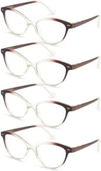 HEEYYOK Women Reading Glasses 4 Pack 1.25 Cateye Readers Glasses Reading Comfort Spring Hinge(4 Pack Color-C4, 1.25, x)
