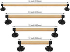 2FT Wood Hand Railing for Stairs - Wooden Handrails for Outdoor Steps, Staircase Handrail W/s Black Metal Brackets, Banister Deck Rails, Safety Grab Bars for Senior, Elderly & Kids