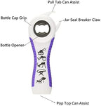 2 pack 5-in-1 Multi Function Plastic Grip Bottle Opener- Easily Opens Twist Caps, Bottle Caps, Canning Lids and Can Tabs (Black & White)