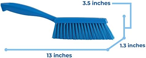 Vikan 45873 Bench Cleaning Brush, Polypropylene/Polyester Soft Bristle Dustpan Brush & Sweeper With Handle, 14-Inch, Blue