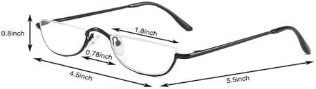Half Frame Reading Glasses - Half Moon Readers with Spring Hinge for Women Men