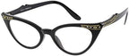 zeroUV Women's Retro Rhinestone Embellished Clear Lens Cat Eye Glasses 51mm