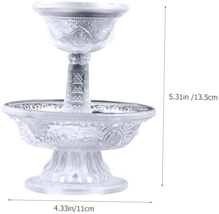 SHOWERORO Buddhist Offering Cup Set of 2 Decorative Crystal Glass Footed Bowl Multi-Use Cup for Home for Rituals and Ceremonies
