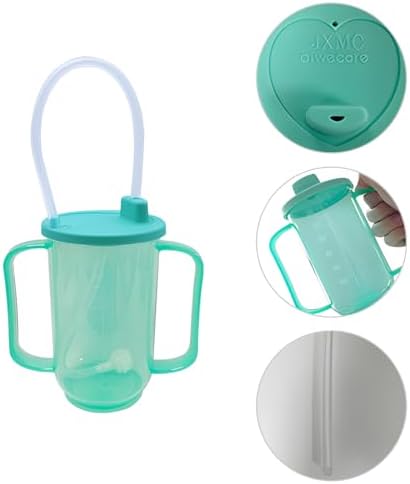 GREUS Elderly Sippy Cup, Dysphagia Cups, 12oz Adult Sippy Cup for Elderly Spill Proof Convalescent Feeding Cup with Straw, Drinking Aids for Parkinson, Disabled, Handicapped, Stroke