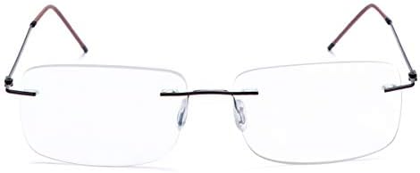 MIRYEA Rimless Progressive Multifocus Reading Glasses Blue Light Blocking No Line Multifocal Computer Readers for Women Men Rectangular Eyewear Lightweight Magnification Non-Prescription Eyeglasses