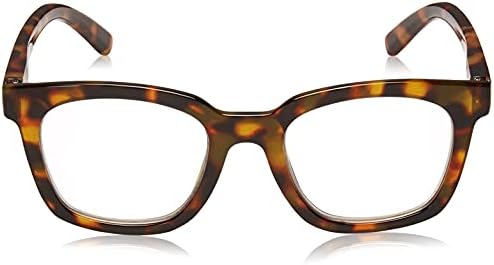 Peepers by PeeperSpecs Women's to The Max Square Blue Light Blocking Reading Glasses, Tortoise, 49 + 1.75