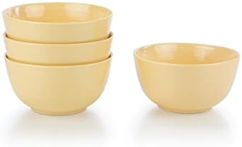Everything Kitchens Modern Colorful Neutrals - Rippled 6" Bowls (Set of 4) (Butter Yellow)