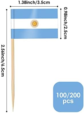 AhfuLife Argentina Flag Toothpick, 100 Pcs Argentina Cocktail Picks, Argentine Cupcake Toppers for Soccer Party Decorations National Day Decorations