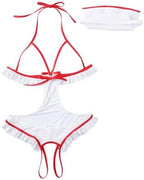 Lingerie for Women Nurse Cosplay Uniform Roleplay Costume with Cap Fancy Nightgown Naughty Babydolls