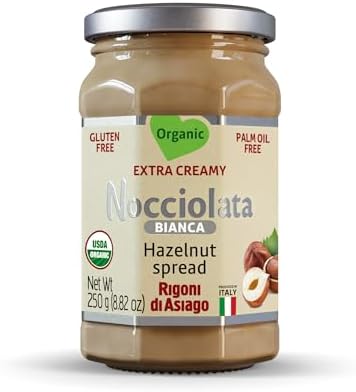 Rigoni di Asiago Nocciolata Bianca Organic Hazelnut Spread, 8.82 oz, Cocoa Free
