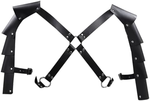 Men's Faux Leather Body Chest Harness Adjustable Shoulder Armors Buckles