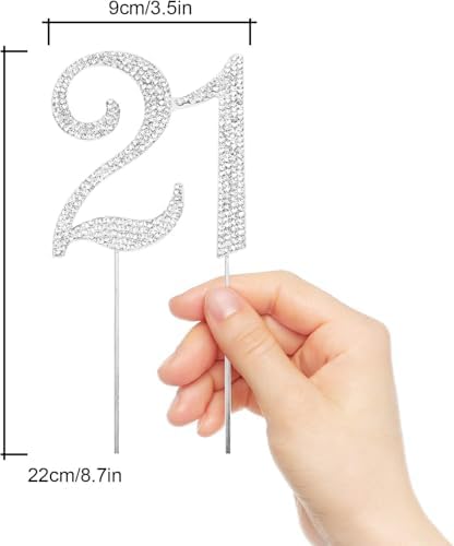 Bling Crystal Rhinestone 21 Birthday Cake Topper - Best Keepsake | 21st Party Decorations Silver