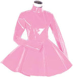 Long Sleeve Women Dress Turtleneck Dress for Women PVC Leather Elegant Party Dress Dress Plus Size Bridesmaid Dress,Light Pink,L