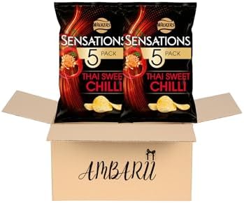 AMBARII Sensations Thai Sweet Chilli Crisps, Potato Chips Snack Pack of 5 x 2
