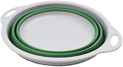 SAMMART 2.6L (0.68 Gallon) Collapsible Tub - Foldable Dish Tub - Portable Washing Basin - Space Saving (Grey/Dark Sea Green, 1)