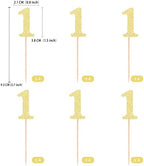 Gexolenu 24 PCS Gold Double-sided 1st Birthday Cupcake Toppers, Glitter Age ONE Cake Picks Decor, First Happy Birthday Party Decorations Baby Shower Anniversary Party Supplies