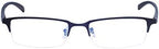 Blue Light Blocking Glasses for Men Vintage Half-Rim Rectangular Metal Eyewear Frame with Clear Transparent Lens UV400 with Case