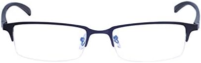 Blue Light Blocking Glasses for Men Vintage Half-Rim Rectangular Metal Eyewear Frame with Clear Transparent Lens UV400 with Case