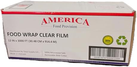 AFP - Clear Food Wrap Film, Professional Grade, BPA Free, Microwave Safe, 12 Inch x 3000 Feet