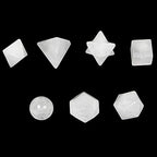 mookaitedecor 7 PCS Rock Crystal Platonic Solids Sacred Geometry Set, Polished Tumbled Stones with Merkaba Star Kit for Reiki Healing and Meditation