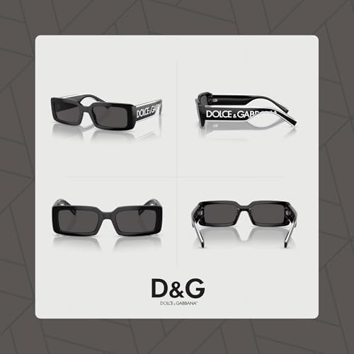 Dolce&Gabbana DG6187 501/87 53MM Black/Dark Grey Rectangular Sunglasses for Women +Bundle with Accessory Eyewear Kit