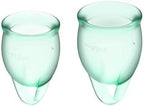 Satisfyer Feel Confident Menstrual Cup - Reusable Period Cup with Removal Ring - Soft, Flexible Body-Safe Silicone, Easy Insertion & Removal - Includes 2 Cup Sizes for All Flows (Light Green)