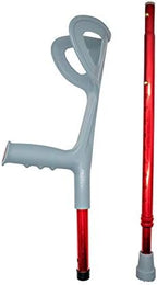 Lightweight Foldable Forearm Crutch, Aluminum Walking Stick,Height Adjustable, Ergonomic Handle with Comfortable Grip 2ZG-0IGM (Red)
