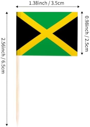 JAVD CYPS 100 Pcs Jamaica Flag Jamaican Toothpick Flags, Small Mini Stick Cupcake Toppers Jamaican Flags,Country Picks Party Decoration Celebration Cocktail Food Bar Cake Flags
