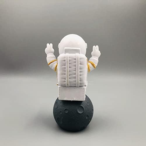 Figurine Astronaut Statue Spaceman Décor,Desktop & Tabletop Decorative Cute Mini Space Figure Ornament,Cake Toppers Decoration and Craft Gift(Gold and White Astronaut Figurine)