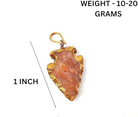 Jet Carnelian Arrowhead Pendant Gold Plated Creativity Spiitual Balancing Chakra Decor Agate Reiki Pendant Healing Crystal Approx 1 inch