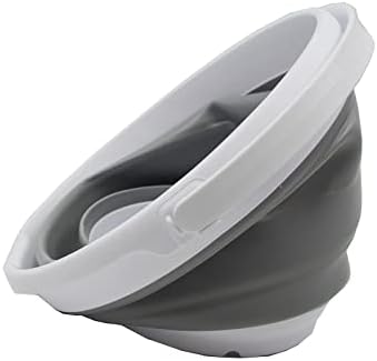 SAMMART 10L (2.6 Gallon) Collapsible Plastic Bucket - Foldable Round Tub - Portable Fishing Water Pail - Space Saving Outdoor Waterpot. Size 31cm Dia (White/Grey, 1)