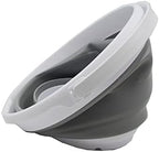 SAMMART 10L (2.6 Gallon) Collapsible Plastic Bucket - Foldable Round Tub - Portable Fishing Water Pail - Space Saving Outdoor Waterpot. Size 31cm Dia (White/Grey, 1)