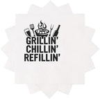 Grillin Chillin Refillin BBQ Party Grilled Meat Beer Funny Griller Cocktail Napkins for BBQ Birthday Food Themed Housewarming Picnic Festival Tailgate Party 100Pcs 4.5 x 4.5 2-ply (Grillin)