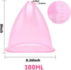 ZILAMPU Buttocks Vacuum Cups 180ml, XL Vacuum Therapy Cupping Machine Accessories 8.26 inch Diameter Butt Suction Cups with Y-Hose for Butt Lifting Body Massage, 1 Pair (Pink)