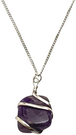 VIE Tumbled Stone Wire Wrap Pendant, 2-3cm