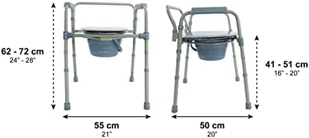 PEPE Mobility 3-in-1 Bedside Commode with Sturdy Dual-Crossbar Support Construction, Stable Commode Chair with Bucket, 300 Lbs Weight Capacity, Grey