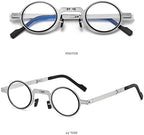 Folding Reading Glasses for Men Women Blue Light Blocking with Keychain Bags Metal Frame Round Portable Pocket Readers