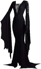 Women's Morticia Floor Dress Costume Adult Women Gothic Witch Vintage Dress