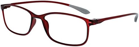 OPULIZE ICE Reading glasses for Women Men,Scratch Resistant Rectangular frame with Spring Hinges, Crystal Dark Red With Grey Tips +2.5 (Pack of 1)