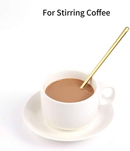 4 PCS 6.7 Inches Coffee/ Tea Spoons Long Handle, Gold, Ice Tea, Espresso Stainless Steel Long Spoons for Stirring
