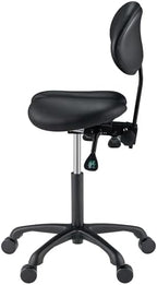 Master Massage Berkeley Ergonomic Saddle Stool - Two Split Seat Stool - Hydraulic Swivel Rolling Seat & Saddle Posture Correction Chair with Backrest - Black