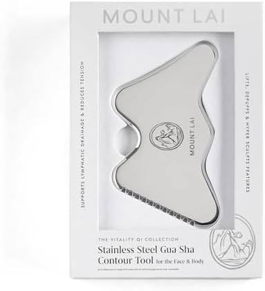 Mount Lai The Vitality Qi Stainless Steel Gua Sha Contour Tool - Face & Body Guasha Tools for Self-Care, Sculpting, Puffiness Relief & Muscle Tension Massage