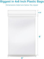 4''x 6'', (Pack of 100) 2 mil Thick Clear Plastic Reclosable Zip Poly Bags with Resealable Lock Seal Zipper for Photo, Jewelry, Bakery, Treats, Travel, Storage, Packaging & Shipping
