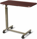 Medline at Home 150 Series Thermofoil Overbed Table, Mahogany - Adjustable Height, Tilting Surface - Ideal for Hospital & Nursing Home Use