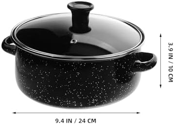 BESTonZON Enamel Mini Stock Pot Set with Lid, Coffee Color, 3pcs Non-stick Soup and Cooking Pans for Kitchen Use