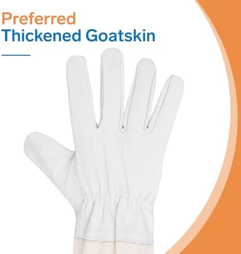 2 Pairs Beekeeping Gloves - Thickened Goatskin Bee Gloves for Men Women - Beekeeping Supplies