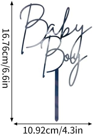Baby Boy Cake Topper - 4.3x6.7inch Black Acrylic Baby Shower Cake Decorations for Boys Baby Shower First Birthday/Gender Reveals Party, Photo Booth Props