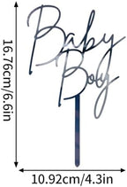Baby Boy Cake Topper - 4.3x6.7inch Black Acrylic Baby Shower Cake Decorations for Boys Baby Shower First Birthday/Gender Reveals Party, Photo Booth Props